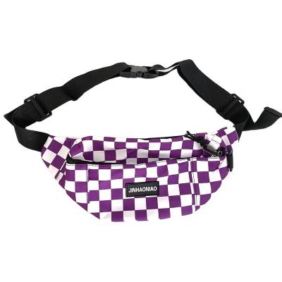 China Water Proof Fashion Casual Lattice Pocket Badge Purses Unisex Fanny Pack Waist Bags for sale