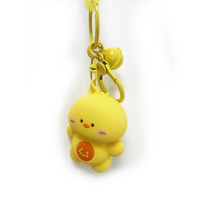 China Custom Durable Wholesale Custom 3d Yellow Silicone Key Chain Chick Logo Keychain 3d Key Chain for sale