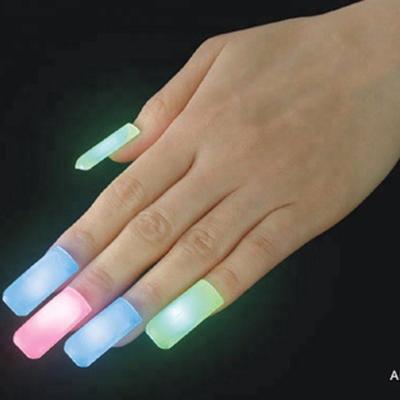 China Novelty Light Up Finger Nail in Assorted Colors for Night Club Occasion 10*30*10mm Te koop