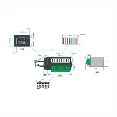 China CAT5/CAT6 RJ45 Male Plug To 8-Pin Terminal Block RJ45-Terminal Adapter for sale