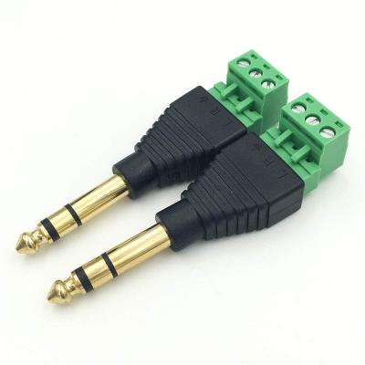 China Surveillance Equipment 6.35MM 1/4' STEREO MALE PLUG TO AV SCREW VIDEO BALANCED TRANSFORMER ADAPTER TERMINAL CONNECTOR for sale