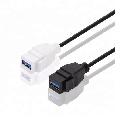 China SUPER SPEED 5GBPS USB USB 3.0 Keystone Panel Mount Coupler Extension Cable USB Adapter Female to Female for sale