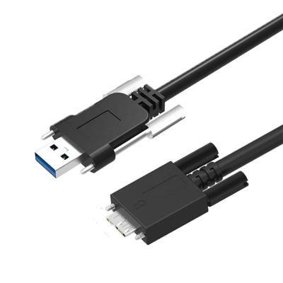 China USB 3.0 A Male To Micro B Male Panel Mount Cable USB 3.0 A Male To Micro B Male Cable With M2 Security Screw-On Cable for sale