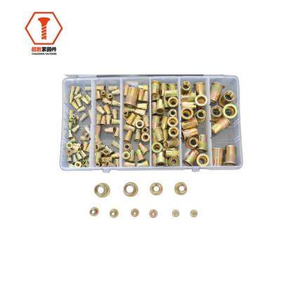 China Retail Industry RDS 300 Pcs Milled Flat Head Knurled Nuts Box ISO DIN Riveted Carbon Steel Stainless Steel for sale