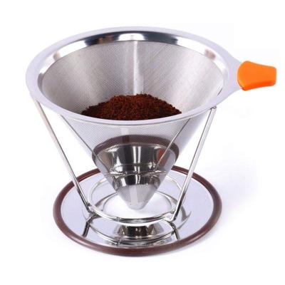 China Factory Price 304 SS Home Reusable Handle Pour Over Coffee Filter for sale