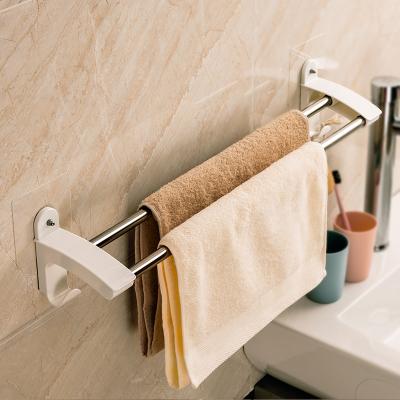 China BRIEF SHUANGQING Bathroom Towel Rack Holder Shelf-adhesive Wall Mount With Double Pole No Drilling With Hook for sale