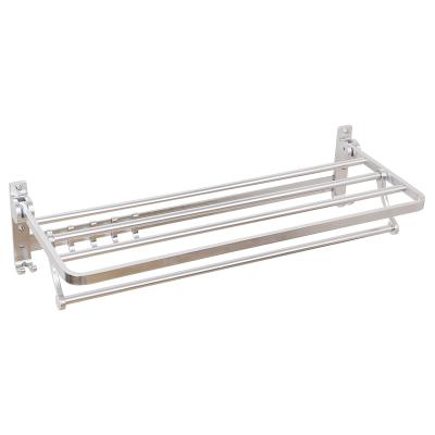 China Heater Bathroom Premium Aluminum Foldable Towel Rack Wall Mounted Bathroom Shelf with Towel Rack Rod Hooks Towel Hanger for sale