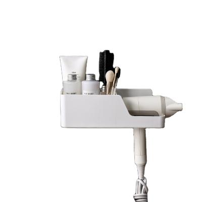 China Factory Wall Mount Hair Dryer Multifunctional Plastic Viable Rack Bathroom Cosmetic Rack for sale