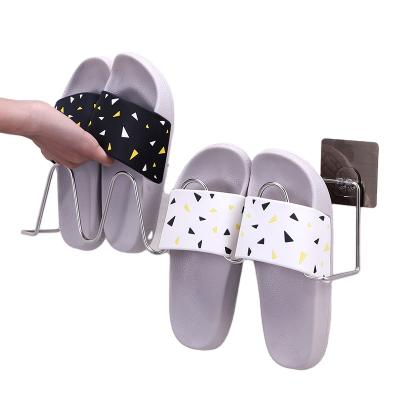 China Factory Wholesale Adjustable (Size) Metal Shoe Rack Bathroom Stainless Steel Wall Mounted Slippers Hanging Shelf Shoe Rack for sale