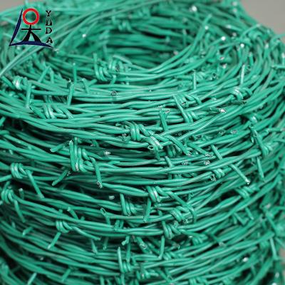 China 14 Gauge PVC beschichtet mit Stacheldraht Verzinkte dekorative Stacheldrahtrolle zu verkaufen