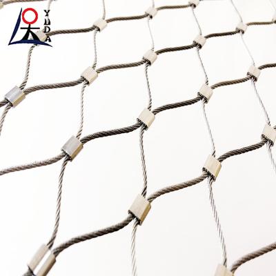 China SS304 316 Stainless Steel Welded Wire Mesh Safety Flexible Ferrule Cable Wire Rope Net for sale