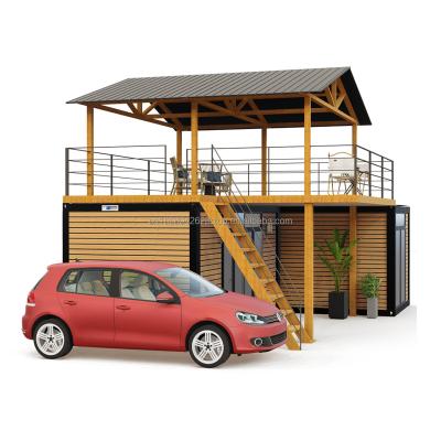 China Casa pequeña prefabricada modular inteligente de color personalizado de paquete plano Casas de madera con tubos cuadrados de acero galvanizado en venta