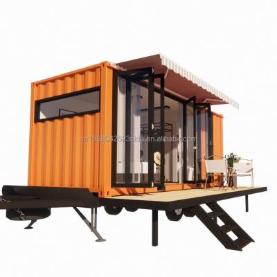 China Modern Mini Mobile Tiny Trailer Container House with Steel Frame Galvanized Steel Bending and Sandwich Panel Material Wheels for sale