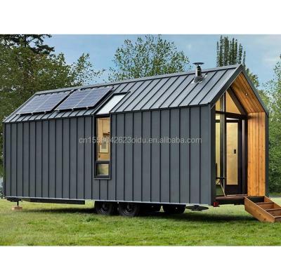 China Modern Design Tiny House on Wheels Steel Material Outdoor Camping Garden Building Kit with 50/75/100mm Wave Sandwich Panel for sale