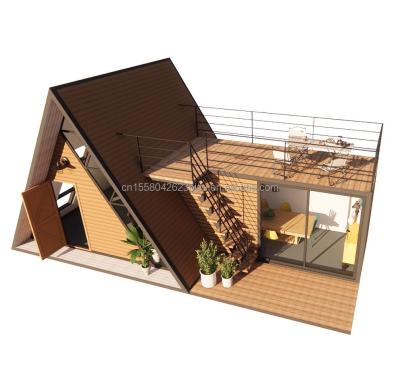 China Triangle House A Frame House Kit For Living With 50/75/100mm Wave Sandwich Panel Wall and Log for sale