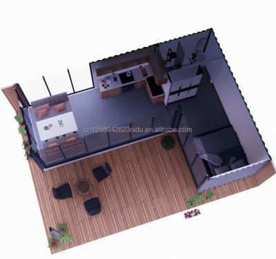 China 2 Bedrooms Prefabricated Tiny Home Made of Steel Material for Modern Design Wooden Residential Home in Outdoor Office for sale