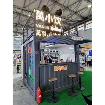 China 10ft Mini Pop Up Shop Container House Restaurant Shop Street Food Kiosk Container with Galvanized Steel Square Tubes for sale