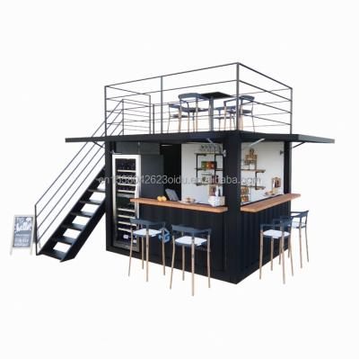 China 10ft Mini Pop-up Shop Galvanized Steel Square Tubes Two-story Pop-up Container Bar Coffee Container for sale