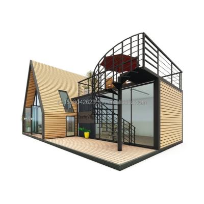 China EU Modern Triangular Wooden Steel Structure House for Hotel or Carport Main Structure of Galvanized Steel Square Tubes for sale