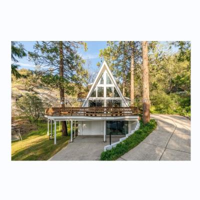 China EU Triangle A-Shaped Steel Structure Frame Room Modern Tiny House Prefab Kit Luxury Triangle A-Frame House with Wooden Houses for sale