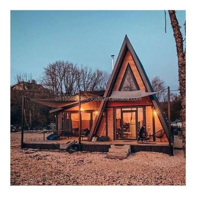 China EU Hotel Modern Triangular Wooden House with A-Shaped Steel Structure Frame in 20ft or 40ft Length Options for sale