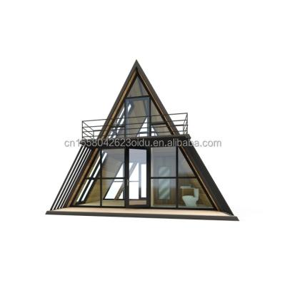 China Resort Triangle Shape Wooden House Steel Frame with Galvanized Steel Bending 180g and 50/75/100mm Wave Sandwich Panel Walls for sale