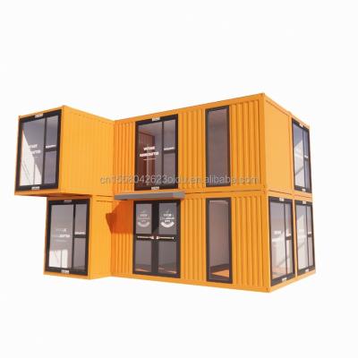 China s Modern Double-Story Glass Walls Container House using 50/75/100mm Wave Sandwich Panel Detachable Collapsible Steel Van for Office for sale