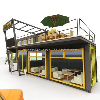 China Buitenrestaurant Cafe Bar Containerhuis 40ft Moderne ontwerp met gegalvaniseerde stalen vierkantbuizen Te koop