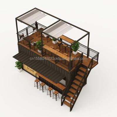 China Container Cafe with Kitchen 20ft Steel Frame Galvanized Steel Bending 180g Restaurant Bathroom Included for sale