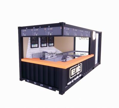 China Long Beach Container Coffee Bar Uitbreidbare Container Bar met aangepaste kleur en muur 50/75/100mm Wave Sandwich Panel Te koop