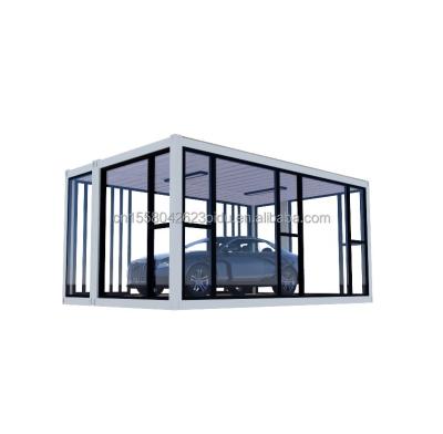 China Customized Color 20ft Container Car Exhibition Hall Prefabricated House Folding Aluminum Alloy Tempered Glass Mobile Shop for sale