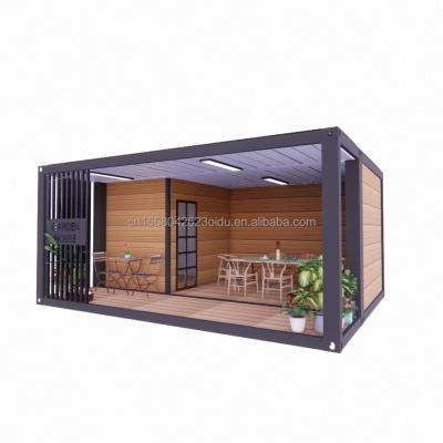 China Maßgeschneiderte Farbe 20ft Holzhaus mit luxuriösen Garten Studio Flat Package Container und mobile Bar Materialien verwendet zu verkaufen