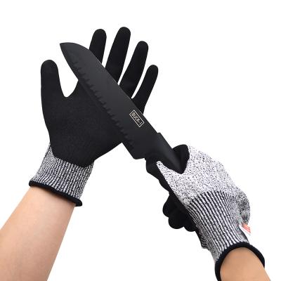 China Divestar PU glove anti cut nitrile coated ANSI level 5 work safety protection spearfishing gloves for sale