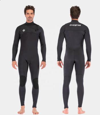 China DIVESTAR 2020 New Full Strip Neoprene Wetsuit Chest Antibacterial Custom Colored Zipper 3/2mm 5/4mm Lime Surfing Suit for sale