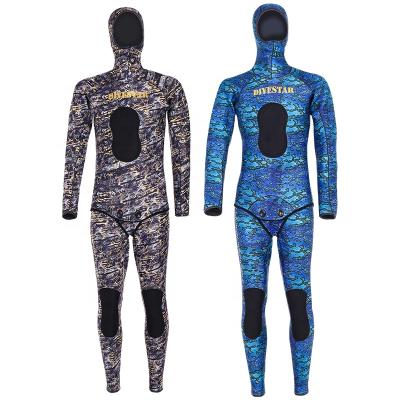 China DIVESTAR Antibacterial BLUE Camouflage neoprene spearfishing suit, 1.5mm3mm5mmNeoprene Spearfishing wetsuits for sale