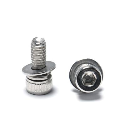 China 304 316 Stainless Steel M3 M4 M5 M6 Cheese Cap Cheese Head Hexagon Hex Socket Three Combination Machine Screw for sale