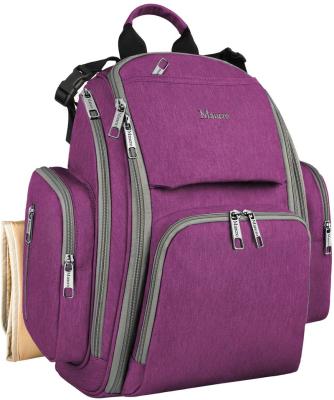 China Multifunctional Designed Wide Open Diaper Tote Backpack Bags Baby Diaper Bag Travel for Mom and Dad Large Capacity Purple for sale