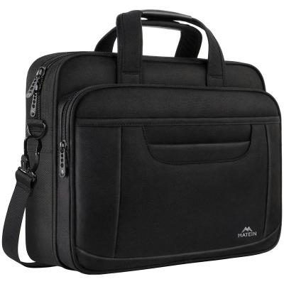 China PADDED LAPTOP COMPARTMENT Protective Computer Carrier Padded Shoulder Bag Polyester Messenger Briefcase Laptop Sleeve With Soft PU Leather Handle for sale