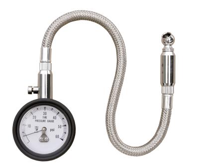 China Hafner gauge with 15psi rubber hose to 160psi swivel chuck made in Taiwan OEM ODM tire pressure gauge available 2 inch for sale