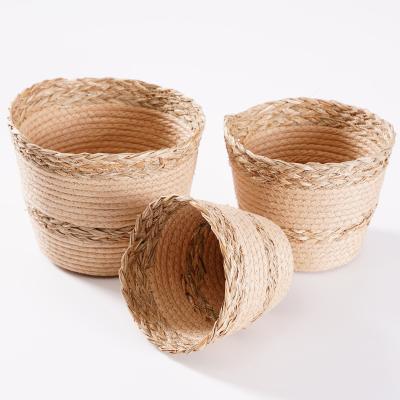 China CLASSIC Customized Handmade Small Round Flower Pot Wicker Cheap Garden Pots for sale