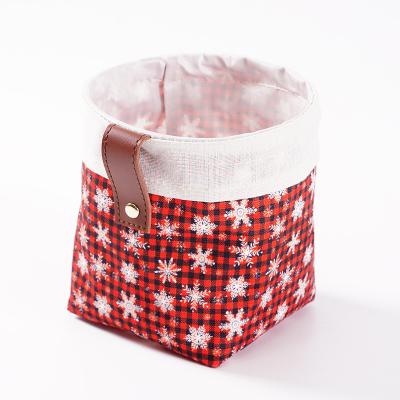 China Sustainable High Quality Small Folding Round Shaped Home Fabric Storage Basket for sale