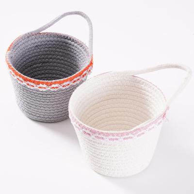 China Chenju New Arrivals Sustainable Cotton Rope Hanging Basket Hanging Basket For Garden Kid Organizer for sale