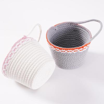 China 2022 Sustainable Multifunctional Custom Cotton Rope Round Storage Basket for sale