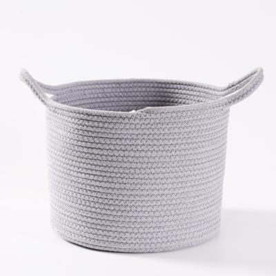 China China Manufacture Viable Large Gray Cotton Rope Storage Basket with Handles for sale