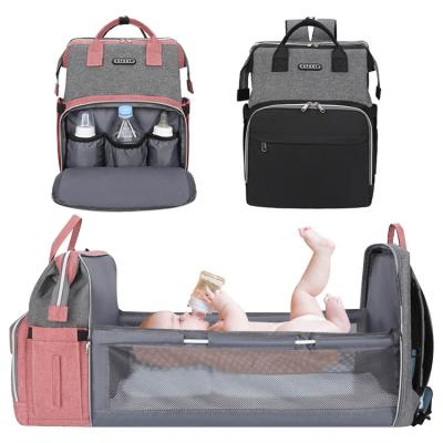 China Wholesale Portable Water Resistant Large Capacity Mummy Backpack Baby Crib Diaper Bag for sale