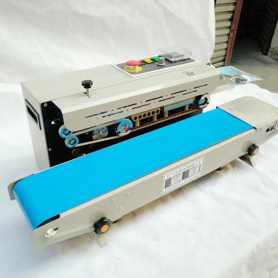 China Beverage 220V/60HZ Automatic Horizontal Continuous Strip Printing Steel Wheeled Sachet Plastic Sealer FR900 Sealing Machine for sale