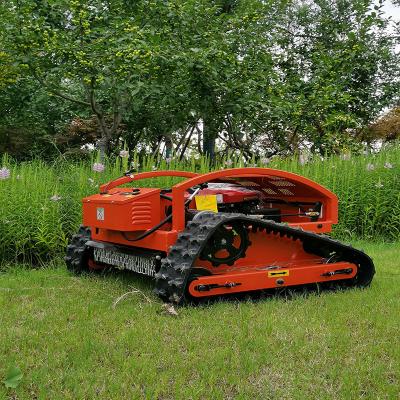 China Building Material Stores Mini Crawler Lawn Mower Remote Control Efficient Mowing for sale