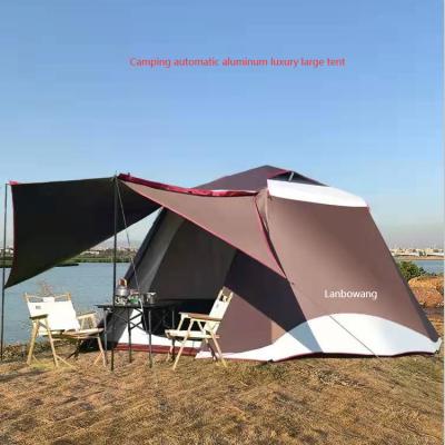 China newest 2022 UV-resistant design customized black coated 4 5 6 person family luxury large pop up automatic aluminum camping tents for wholesale for sale