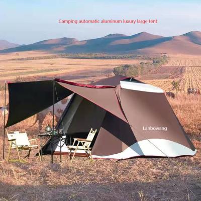 China newest 2022 UV-resistant design customized black coated 4 5 6 person family luxury large pop up automatic aluminum camping tents for wholesale for sale