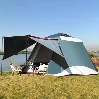 China newest 2022 UV-resistant design customized black coated 4 5 6 person family luxury large pop up automatic aluminum camping tents for wholesale for sale